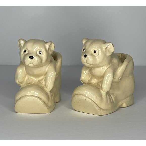 Vintage Chalk Ware Puppies in Boots Salt & Pepper Shaker Set - Picture 1 of 8